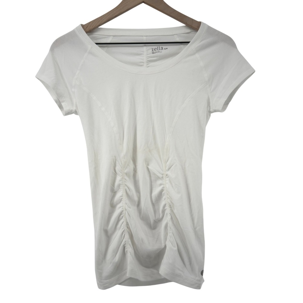 Zella Short Sleeve Cinched Athletic T-Shirt White Women S Athleisure Workout Gym